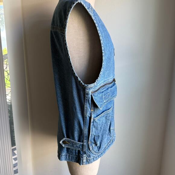 Lizwear Denim Utility Vest Blue Jean Workwear 100% Cotton Women’s Medium - Picture 4 of 10